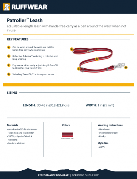 Ruffwear Patroler Leash Cindercone Red